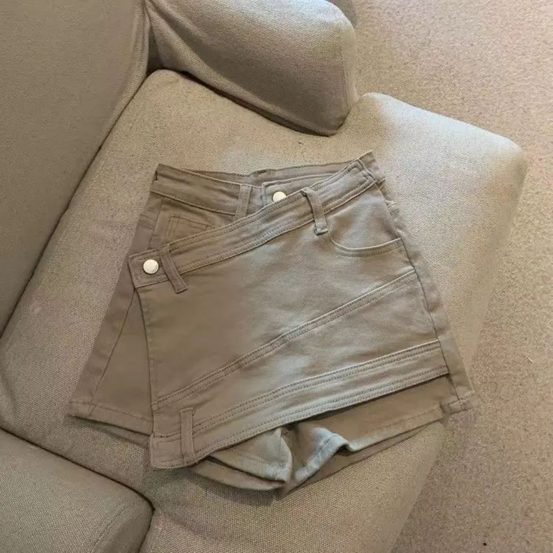 Asymmetrical Solid Short Demin