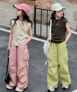 Sleeveless Teenagers Cargo Pant Set